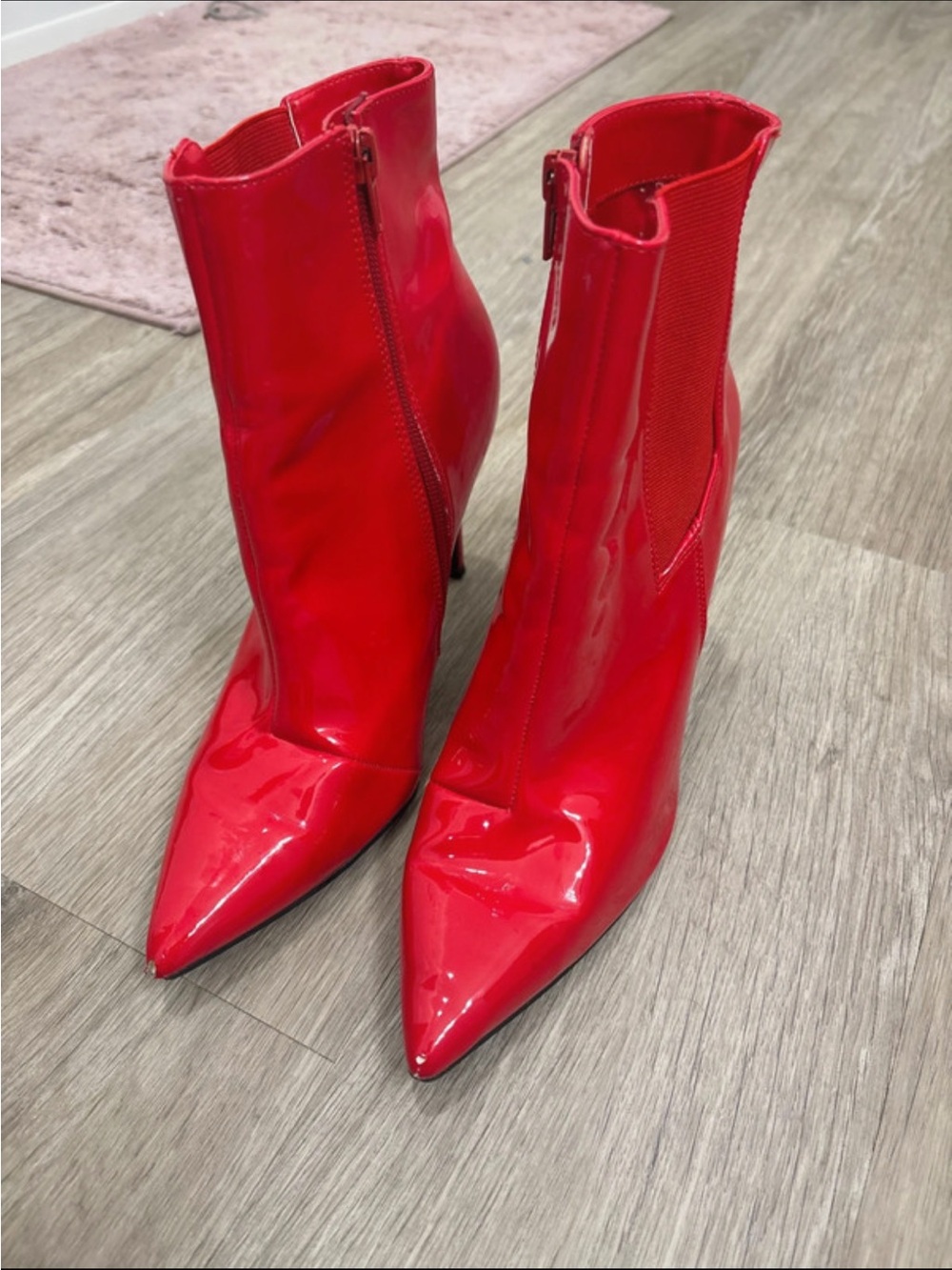 INC International Concepts Red Patent Pointed-Toe Ankle Boots